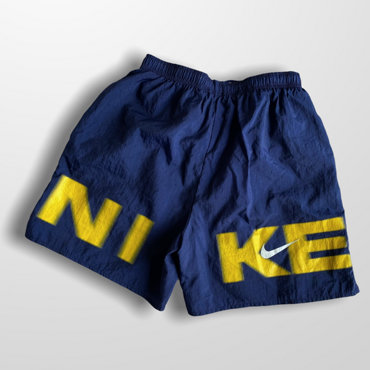 Vintage 90’s Nike Nylon Shorts Big Spellout Navy (S)